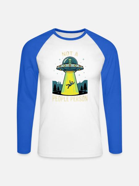 Not a People Person UFO - Unisex Baseballshirt langarm - Weiß/Royalblau