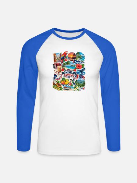 Dominikanische Republik Sticker - Unisex Baseballshirt langarm - Weiß/Royalblau
