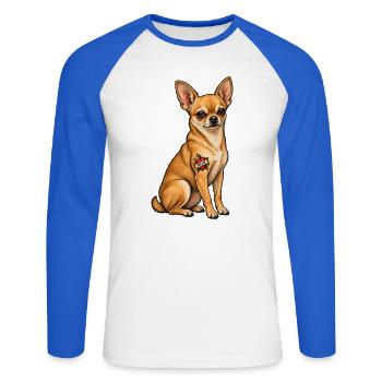 I Love Mom Tattoo – Chihuahua Mom Chi Mama Lover - Unisex Baseballshirt langarm - Weiß/Royalblau - Vorne - Nik (191cm)