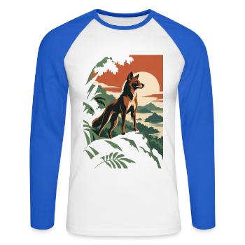 Philippinischer Waldhund - Unisex Baseballshirt langarm - Weiß/Royalblau - Vorne - Nik (191cm)