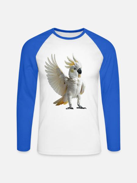 Kakadu - Unisex Baseballshirt langarm - Weiß/Royalblau