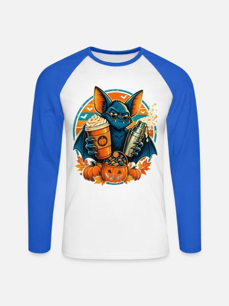 Halloween Vampirfledermaus Bar-Schichtchaos - Unisex Baseballshirt langarm - Weiß/Royalblau