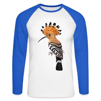 Wiedehopf Farbkrone Muster - Unisex Baseballshirt langarm - Weiß/Royalblau - Vorne - Nik (191cm)