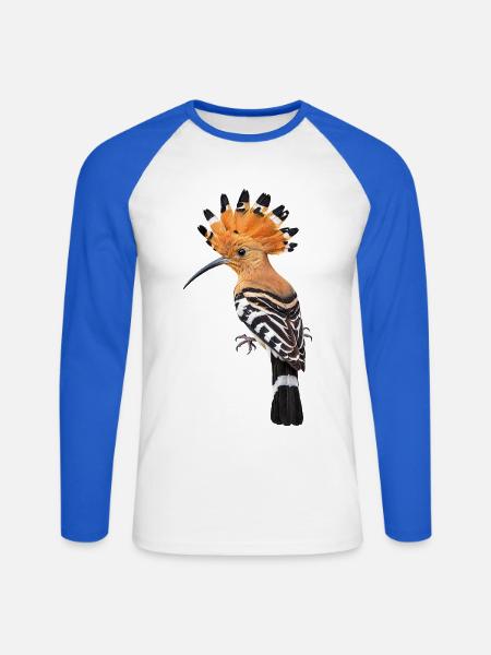 Wiedehopf Farbkrone Muster - Unisex Baseballshirt langarm - Weiß/Royalblau