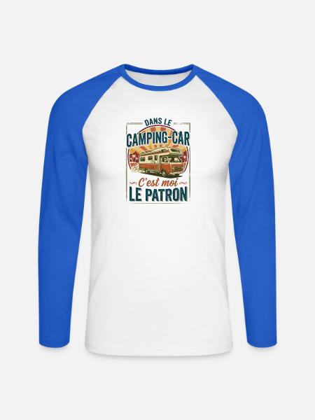 Im Wohnmobil bin ich der Chef - Unisex Baseballshirt langarm - Weiß/Royalblau