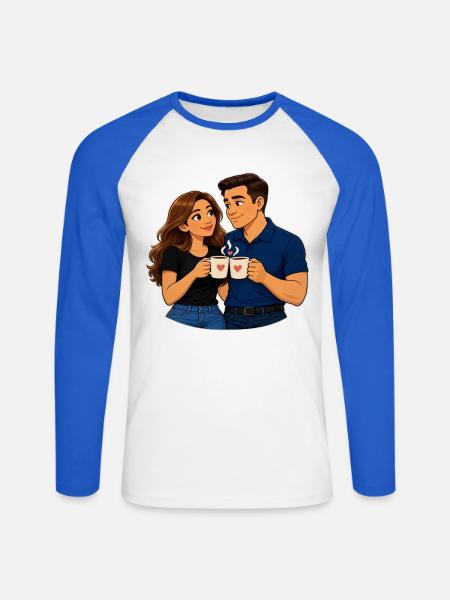 Liebespaar KoffieMoment - Unisex Baseballshirt langarm - Weiß/Royalblau