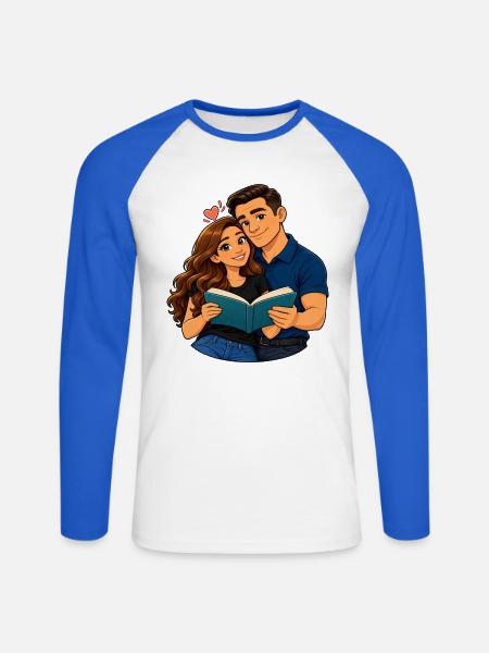 Paarliebe lesen - Unisex Baseballshirt langarm - Weiß/Royalblau