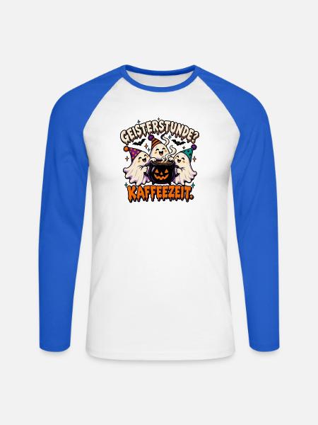 Geisterstunde Kaffeezauber - Unisex Baseballshirt langarm - Weiß/Royalblau