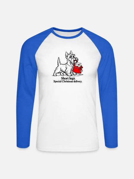Scottish Terrier liefert Weihnachtsbriefe - Unisex Baseballshirt langarm - Weiß/Royalblau