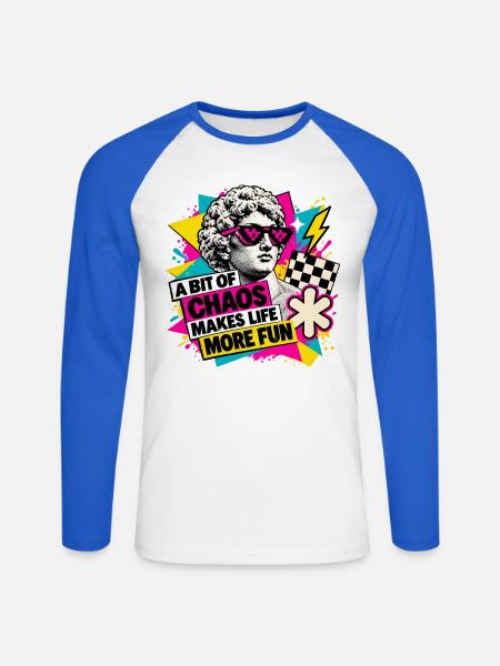 Ein bisschen Chaos - Unisex Baseballshirt langarm - Weiß/Royalblau