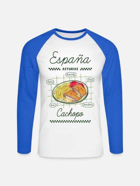 Asturischer Cachopo - Unisex Baseballshirt langarm - Weiß/Royalblau