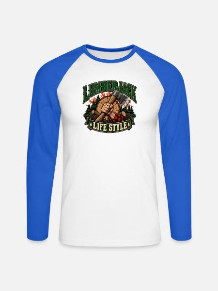 Lebensstil eines Holzfällers - Unisex Baseballshirt langarm - Weiß/Royalblau