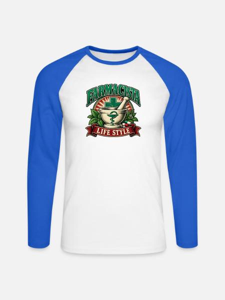 Lebensstil als Apotheker - Unisex Baseballshirt langarm - Weiß/Royalblau