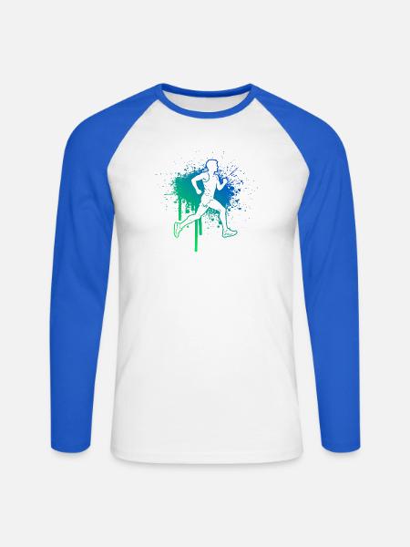 Marathonlaufen Geschenkidee für ein Marathonläufer - Unisex Baseballshirt langarm - Weiß/Royalblau