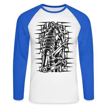Coilover Diagramm Grafik - Unisex Baseballshirt langarm - Weiß/Royalblau - Vorne - Nik (191cm)