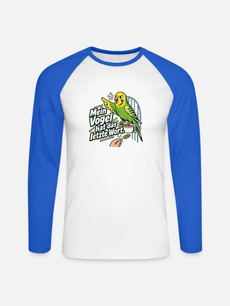 Papageien Wellensittich Besitzer Vogel Spruch - Unisex Baseballshirt langarm - Weiß/Royalblau