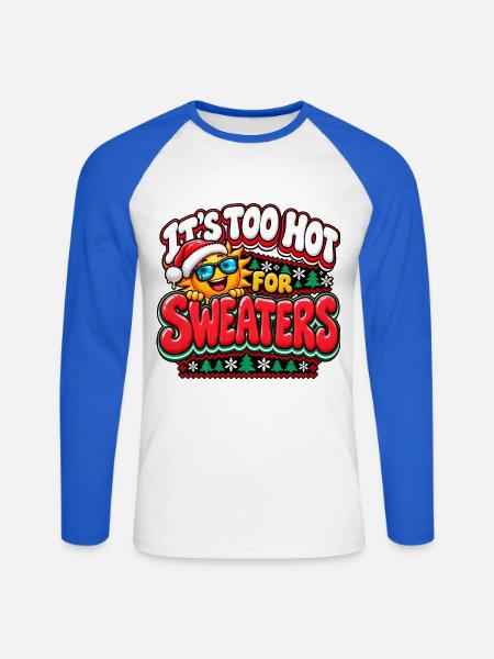 Zu heiß für Pullover – Weihnachtssonne - Unisex Baseballshirt langarm - Weiß/Royalblau
