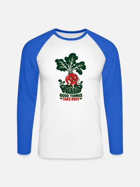 Gute Dinge Wachsen Wurzeln - Unisex Baseballshirt langarm - Weiß/Royalblau