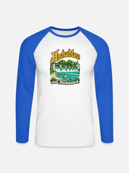 Hochablass statt Hochdeutsch - Unisex Baseballshirt langarm - Weiß/Royalblau