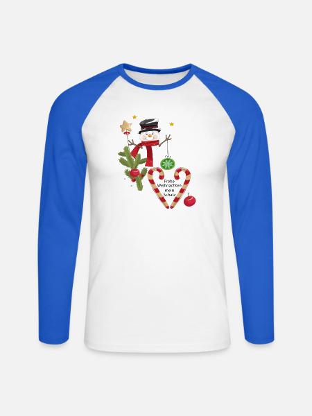 Frohe Weihnachten mein Schatz - Unisex Baseballshirt langarm - Weiß/Royalblau