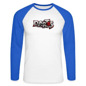 Darts Graffiti Burst - Unisex Baseballshirt langarm - Weiß/Royalblau - Vorne - Nik (191cm)