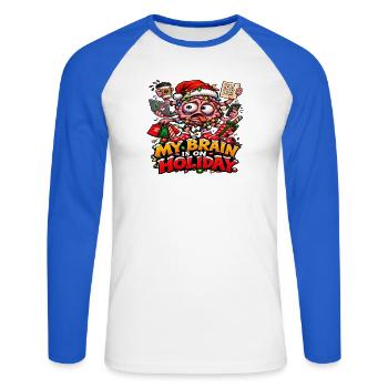 Weihnachtsgehirn im Urlaub - Unisex Baseballshirt langarm - Weiß/Royalblau - Vorne - Nik (191cm)