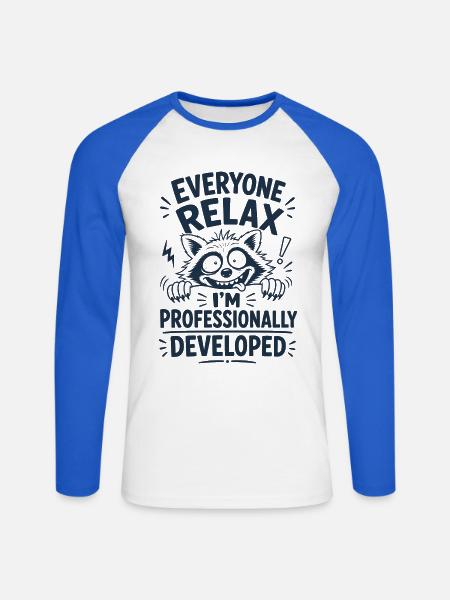Professionally Developed - Unisex Baseballshirt langarm - Weiß/Royalblau