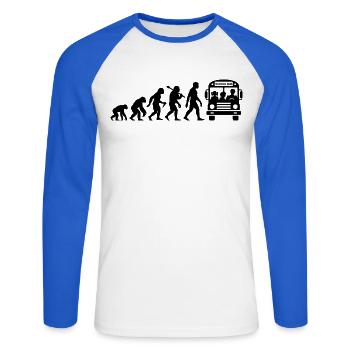 Schulbus Evolution Busfahrer Mit Bus - Unisex Baseballshirt langarm - Weiß/Royalblau - Vorne - Nik (191cm)