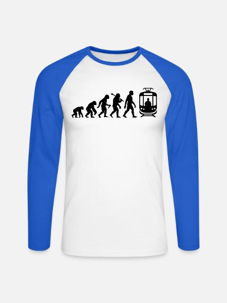 Straßenbahn Evolution Tram Für Straßenbahnfahrer - Unisex Baseballshirt langarm - Weiß/Royalblau