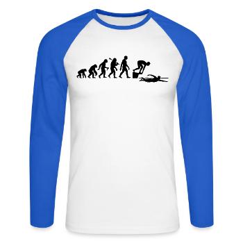 Schwimmer Evolution Schwimmen Für Schwimmlehrer - Unisex Baseballshirt langarm - Weiß/Royalblau - Vorne - Nik (191cm)