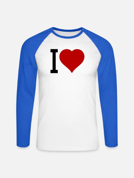 Rotes Herz Symbol - Unisex Baseballshirt langarm - Weiß/Royalblau