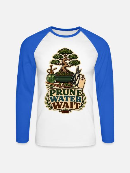 PRUNE WATER WAIT Pflanzen - Unisex Baseballshirt langarm - Weiß/Royalblau