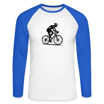 Radradrennen - Unisex Baseballshirt langarm - Weiß/Royalblau - Vorne - Nik (191cm)