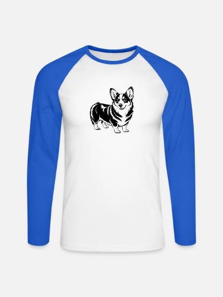 Walisischer Corgi-Hund - Unisex Baseballshirt langarm - Weiß/Royalblau