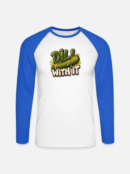 Dill with It: Gurken-Humor - Unisex Baseballshirt langarm - Weiß/Royalblau
