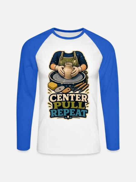 CENTER PULL REPEAT - Unisex Baseballshirt langarm - Weiß/Royalblau