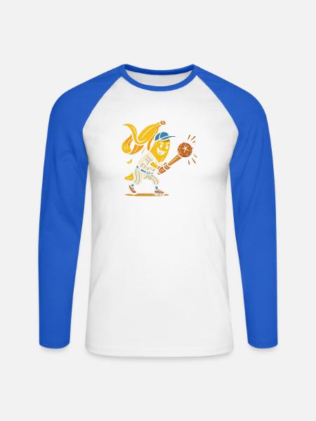 Baseball Banana - Unisex Baseballshirt langarm - Weiß/Royalblau