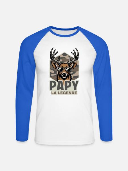 Opa Hunter Die Legende Geschenkjagd - Unisex Baseballshirt langarm - Weiß/Royalblau