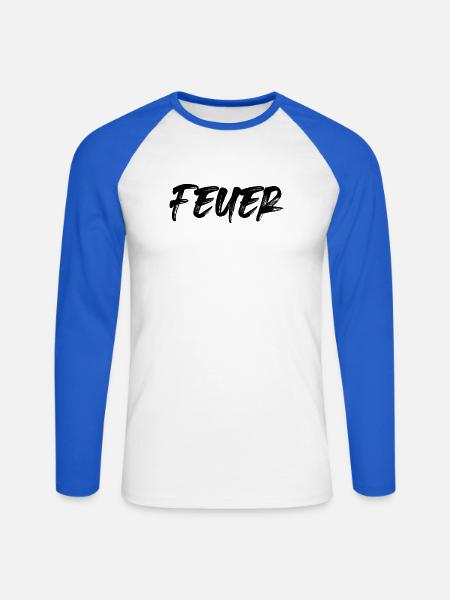 Feuer - Unisex Baseballshirt langarm - Weiß/Royalblau