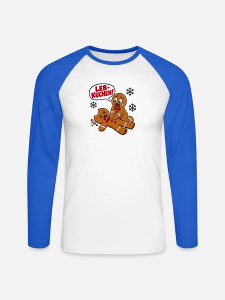 Leb-Kuchen – Fröhliche Weihnachtszeit - Unisex Baseballshirt langarm - Weiß/Royalblau