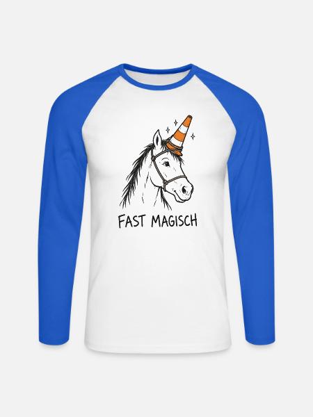 fast magisch - Unisex Baseballshirt langarm - Weiß/Royalblau