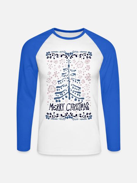FROHE WEIHNACHTEN - Unisex Baseballshirt langarm - Weiß/Royalblau
