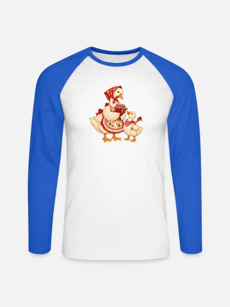 Baka Gans mit Enkel – Omas Marmelade - Unisex Baseballshirt langarm - Weiß/Royalblau