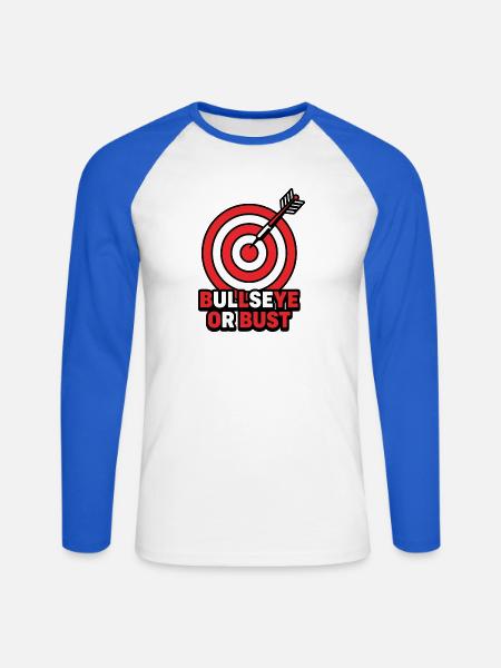 Bullseye oder Büste – Bogenschießdarts Zielabzeichen - Unisex Baseballshirt langarm - Weiß/Royalblau