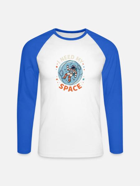 I Need My Space – Astronaut Blase - Unisex Baseballshirt langarm - Weiß/Royalblau