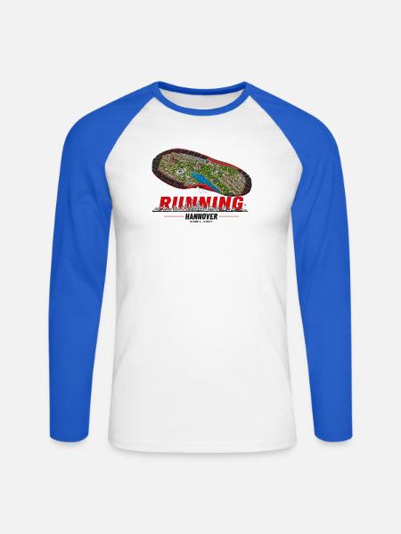 Running Hannover Laufschuh Stadtkarte - hell - Unisex Baseballshirt langarm - Weiß/Royalblau