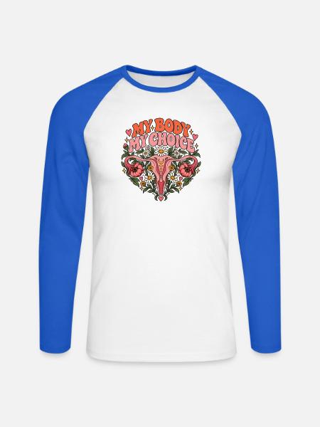 "My body my choice" - Unisex Baseballshirt langarm - Weiß/Royalblau