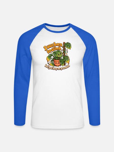 "I was born to climb" - Unisex Baseballshirt langarm - Weiß/Royalblau