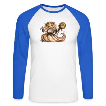Wald-Herbsthexe mit Bernstein-Hexenstab - Unisex Baseballshirt langarm - Weiß/Royalblau - Vorne - Nik (191cm)