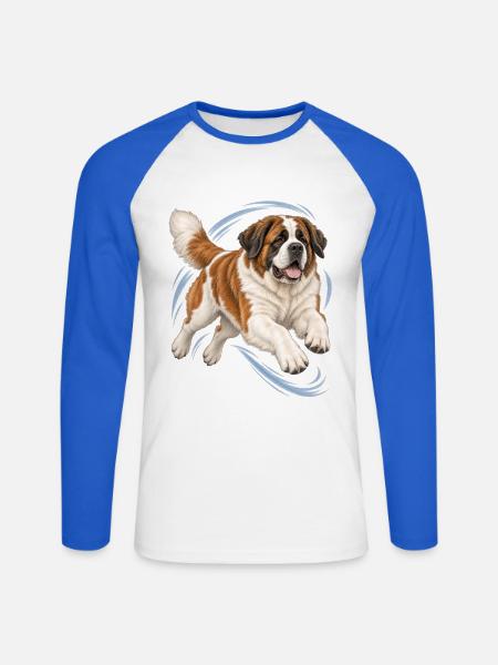 St. Bernhard - Unisex Baseballshirt langarm - Weiß/Royalblau